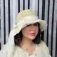 کلاه ساحلی رافیا طرح تور گلدوزی گل بابونه