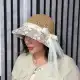 کلاه ساحلی رافیا طرح تور گلدوزی گل بابونه